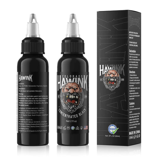 HAWINK Black Tattoo Ink 2 oz (60ml) Vegan-Friendly USA Pure Black